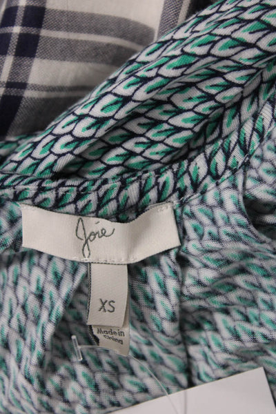 Joie Womens Abstract Print Round Neck Pullover Tank Top Blouse Blue Size XS