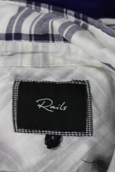 Rails Womens Plaid Collared Long Sleeve Button Up Blouse Top White Sz S