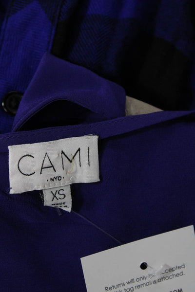 Cami Womens Silk Sheer Panel Square Neck Pullover Tank Top Blouse Blue Size XS