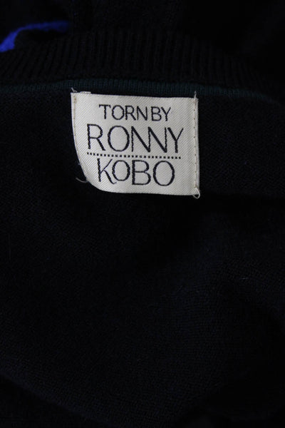 Torn by Ronny Kobo Womens Knit Abstract Pullover Sweater Top Black Size S