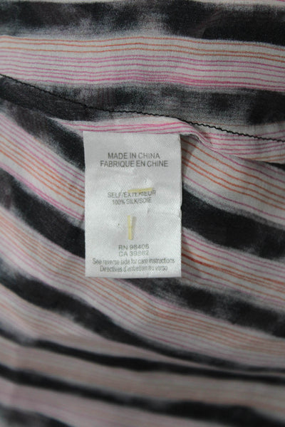 Theory Womens Silk Striped Scoop Neck Pullover Tank Top Blouse Black Size P