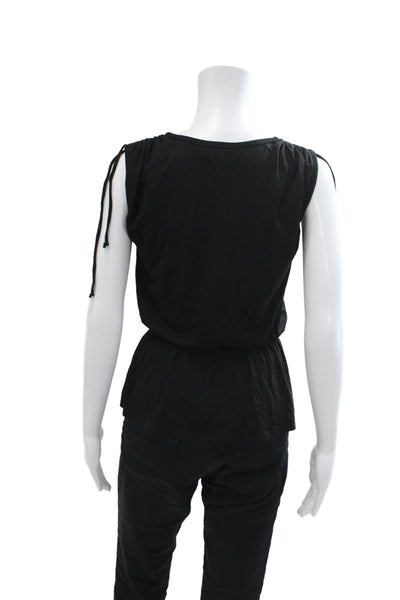 Trina Turk Womens Textured Sleeveless V-neck Lined Top Black Size S