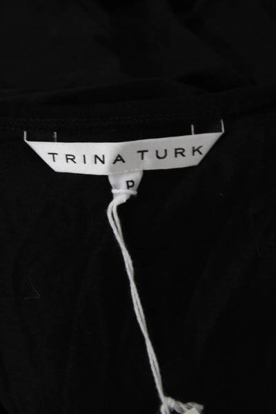 Trina Turk Womens Textured Sleeveless V-neck Lined Top Black Size S
