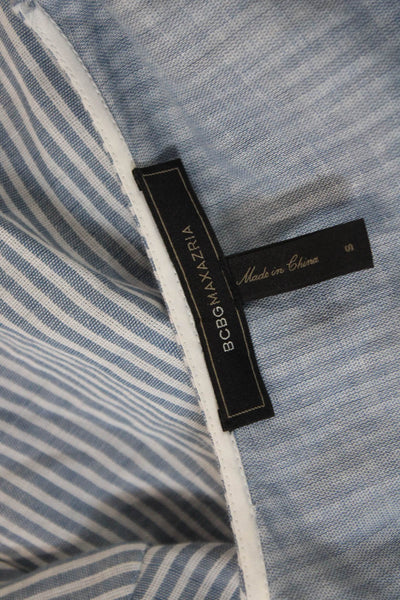 BCBG Max Azria Womens Striped Long Flare Sleeves Blouse Blue White Size Small