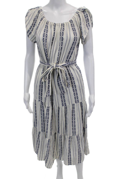 Velvet by Graham & Spencer Womens Striped Sun Dress White Blue Size Extra Small