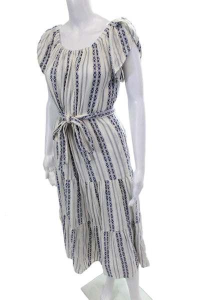 Velvet by Graham & Spencer Womens Striped Sun Dress White Blue Size Extra Small