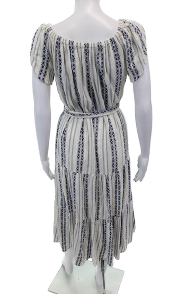 Velvet by Graham & Spencer Womens Striped Sun Dress White Blue Size Extra Small