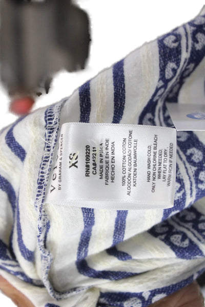 Velvet by Graham & Spencer Womens Striped Sun Dress White Blue Size Extra Small