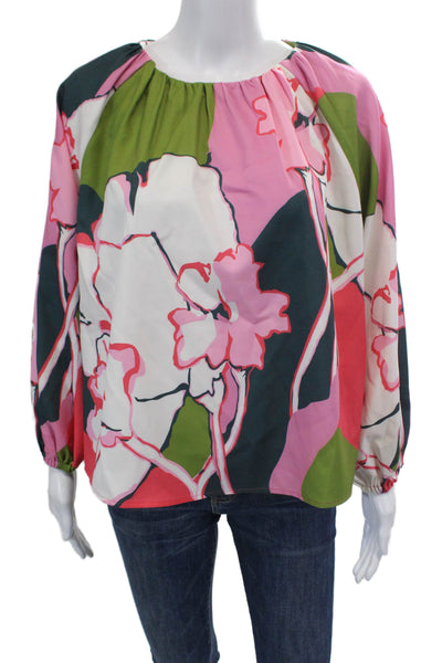 Crosby By Mollie Burch Womens Floral Print Blouse Multi Colored Sz Medium