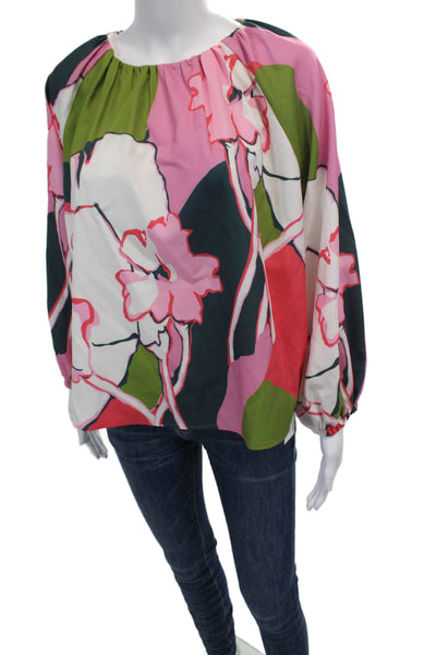 Crosby By Mollie Burch Womens Floral Print Blouse Multi Colored Sz Medium