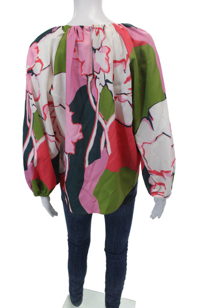 Crosby By Mollie Burch Womens Floral Print Blouse Multi Colored Sz Medium