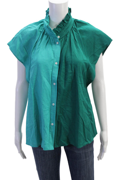 Crosby By Mollie Burch Womens Color Block Button-Down Shirt Blue Size M