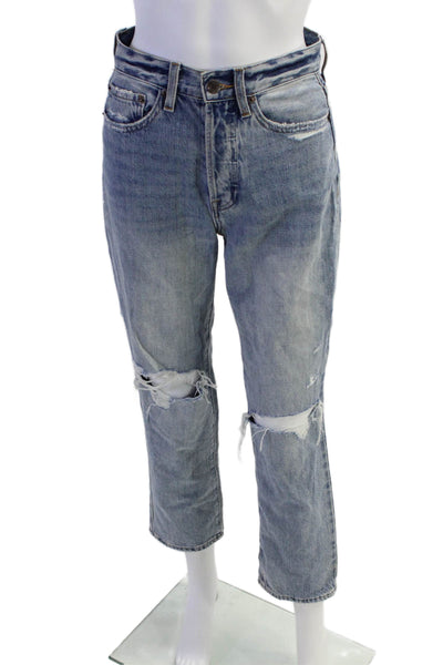 Pistola Womens High Rise Distressed Straight Leg Jeans Blue Size 25