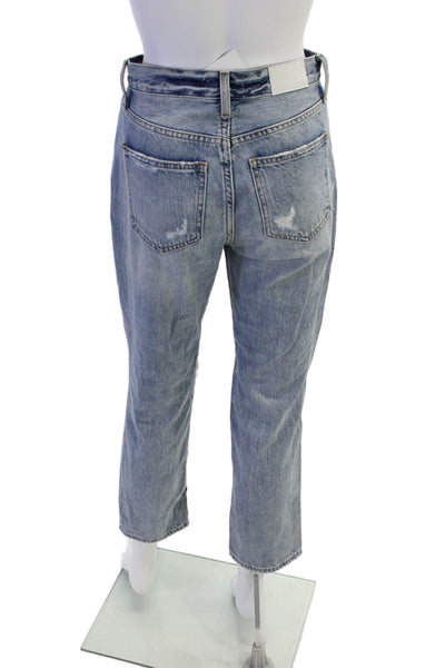 Pistola Womens High Rise Distressed Straight Leg Jeans Blue Size 25