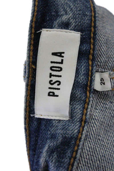 Pistola Womens High Rise Distressed Straight Leg Jeans Blue Size 25