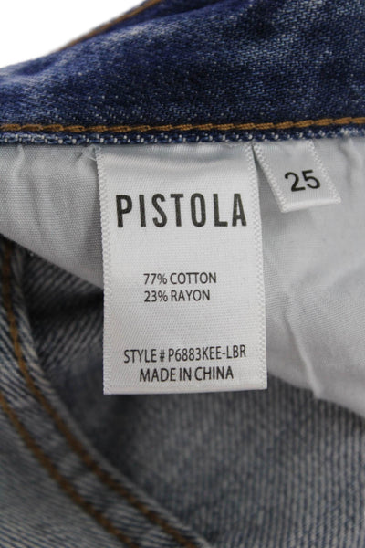 Pistola Womens High Rise Distressed Straight Leg Jeans Blue Size 25