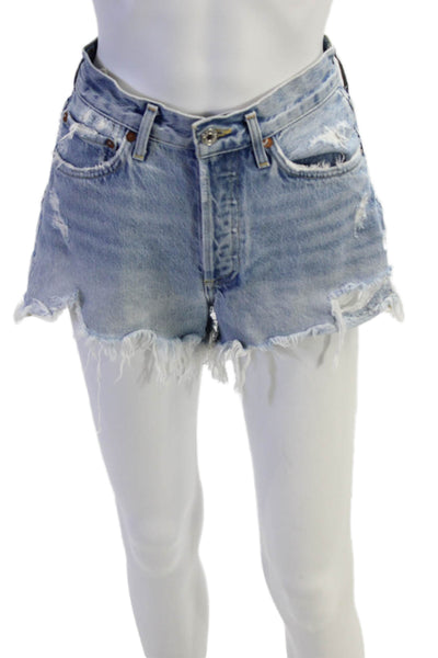 Agolde Womens Denim High Rise Distressed Cutoff Shorts Blue Size 24