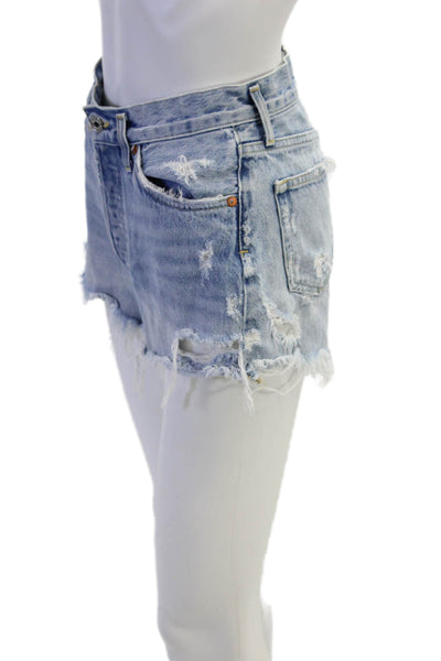 Agolde Womens Denim High Rise Distressed Cutoff Shorts Blue Size 24