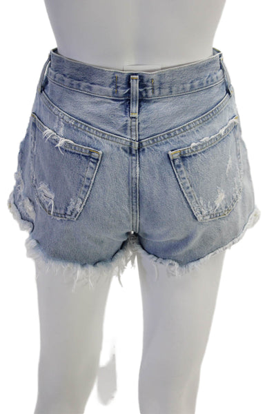 Agolde Womens Denim High Rise Distressed Cutoff Shorts Blue Size 24