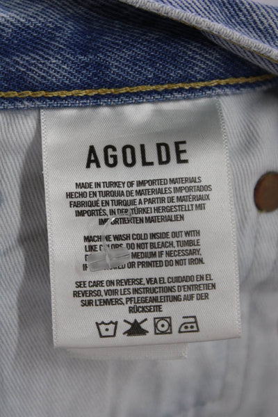 Agolde Womens Denim High Rise Distressed Cutoff Shorts Blue Size 24
