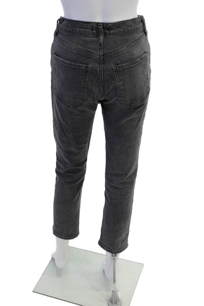 Agolde Womens High Waisted Button Fly Straight Leg Jeans Gray Size 26