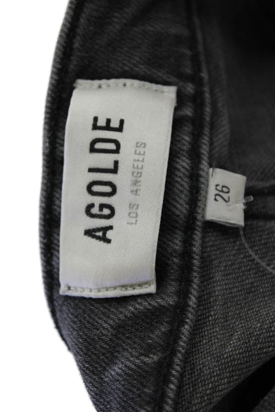Agolde Womens High Waisted Button Fly Straight Leg Jeans Gray Size 26