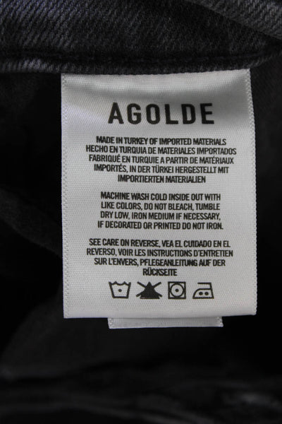 Agolde Womens High Waisted Button Fly Straight Leg Jeans Gray Size 26
