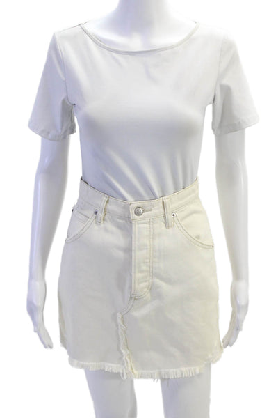 We The Free Womens Cotton Distressed 5 Pocket Denim Skirt White Size 24