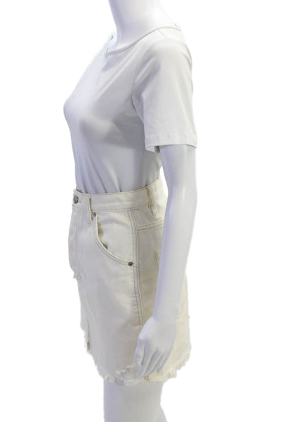 We The Free Womens Cotton Distressed 5 Pocket Denim Skirt White Size 24