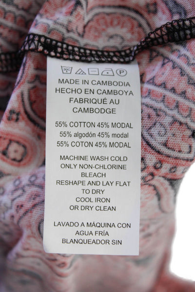 Michael Michael Kors Womens Cotton Paisley Print Flared Cuff Blouse Pink Size M