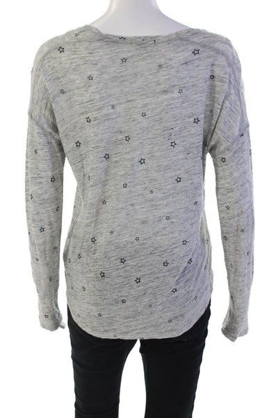 Rails Womens Stars Print V Neck Long Sleeves Sweater Gray Black Size Extra Small