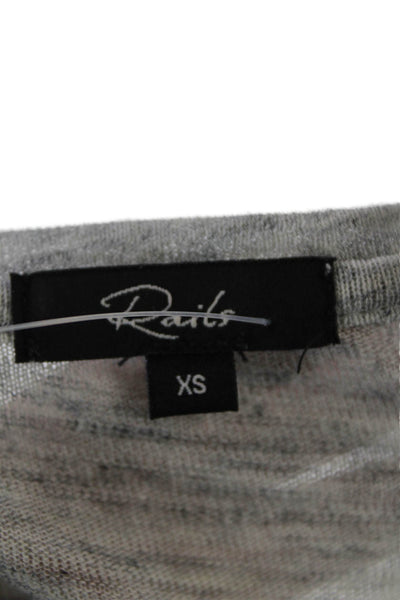 Rails Womens Stars Print V Neck Long Sleeves Sweater Gray Black Size Extra Small