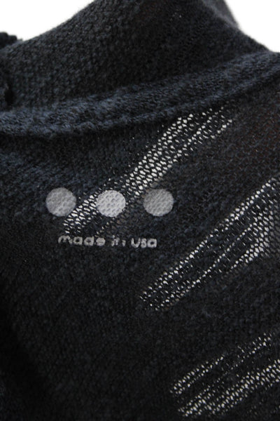 Three Dots Womens Long Sleeves Wrap Sweater Dark Gray Cotton Size Medium