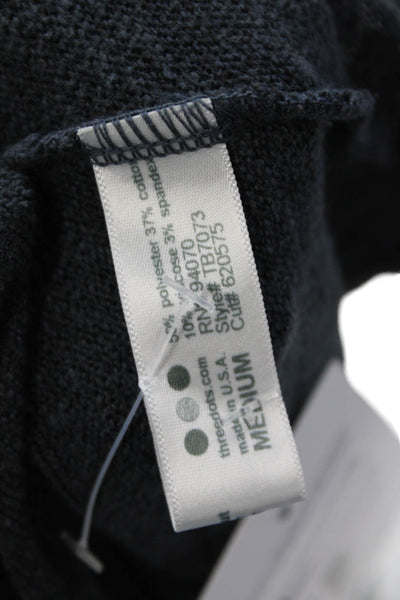 Three Dots Womens Long Sleeves Wrap Sweater Dark Gray Cotton Size Medium
