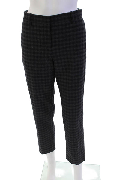 Theory Womens Textured Zip Plaid Printed Straight Leg Pants Gray Size 6