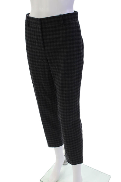 Theory Womens Textured Zip Plaid Printed Straight Leg Pants Gray Size 6