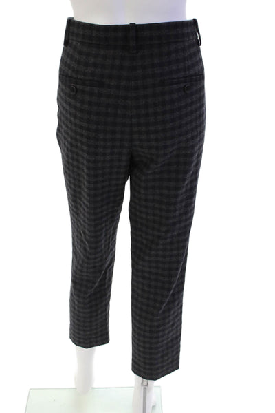 Theory Womens Textured Zip Plaid Printed Straight Leg Pants Gray Size 6