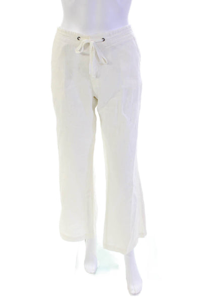 Joie Womens Cotton Zip Drawstring Straight Leg Casual Pants White Size 06