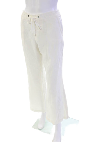 Joie Womens Cotton Zip Drawstring Straight Leg Casual Pants White Size 06