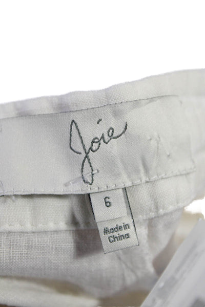 Joie Womens Cotton Zip Drawstring Straight Leg Casual Pants White Size 06