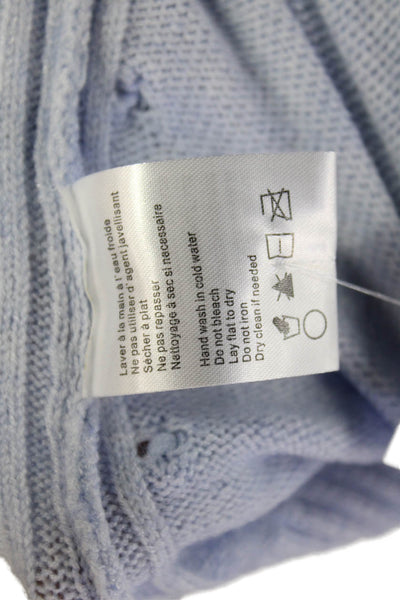 Charlie Womens Long Sleeves Fringe Sides Turtleneck Sweater Sky Blue Size Medium