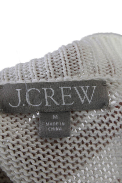 J Crew Womens Striped Long Sleeves Sweater White Black Cotton Size Medium