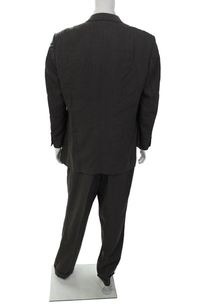 Oscar de la Renta Mens Perfect Press Wool Striped Two-Piece Set Gray Size 42
