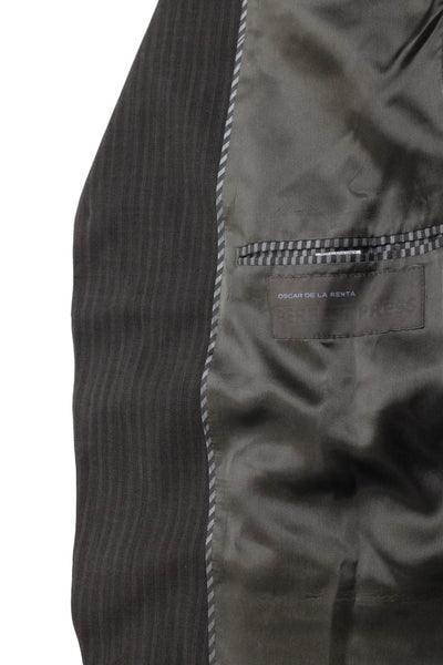 Oscar de la Renta Mens Perfect Press Wool Striped Two-Piece Set Gray Size 42