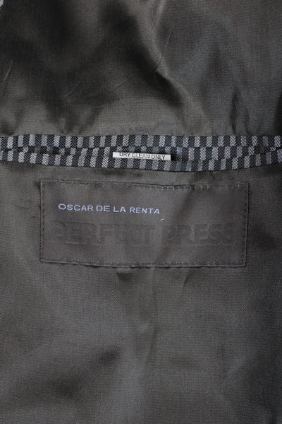 Oscar de la Renta Mens Perfect Press Wool Striped Two-Piece Set Gray Size 42