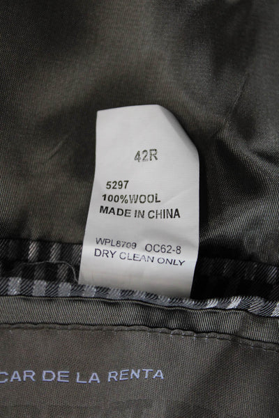 Oscar de la Renta Mens Perfect Press Wool Striped Two-Piece Set Gray Size 42