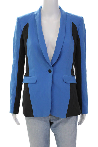 Rag & Bone Womens Silk Blend Single Button Blazer Jacket Blue Grey Size 2