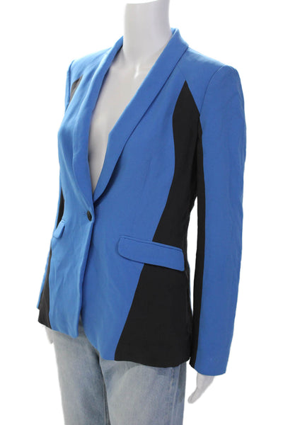 Rag & Bone Womens Silk Blend Single Button Blazer Jacket Blue Grey Size 2
