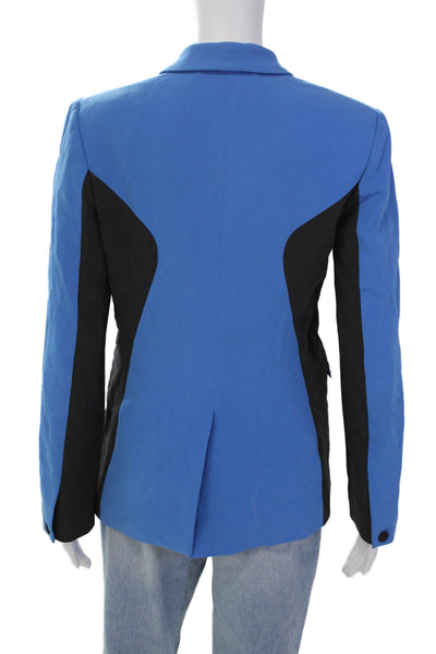 Rag & Bone Womens Silk Blend Single Button Blazer Jacket Blue Grey Size 2