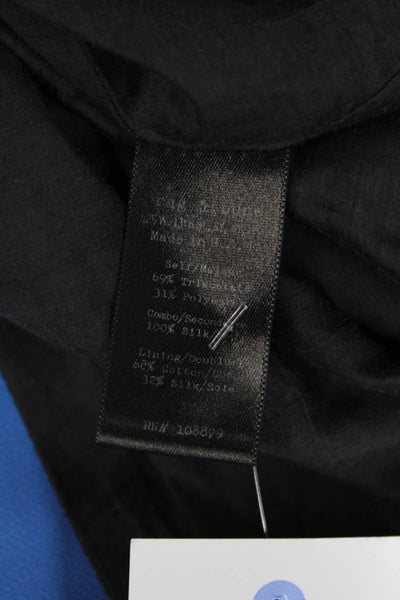 Rag & Bone Womens Silk Blend Single Button Blazer Jacket Blue Grey Size 2